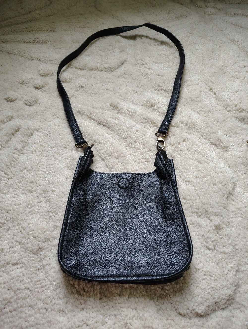 Women's Classic Black Faux Leather Crossbody Bag